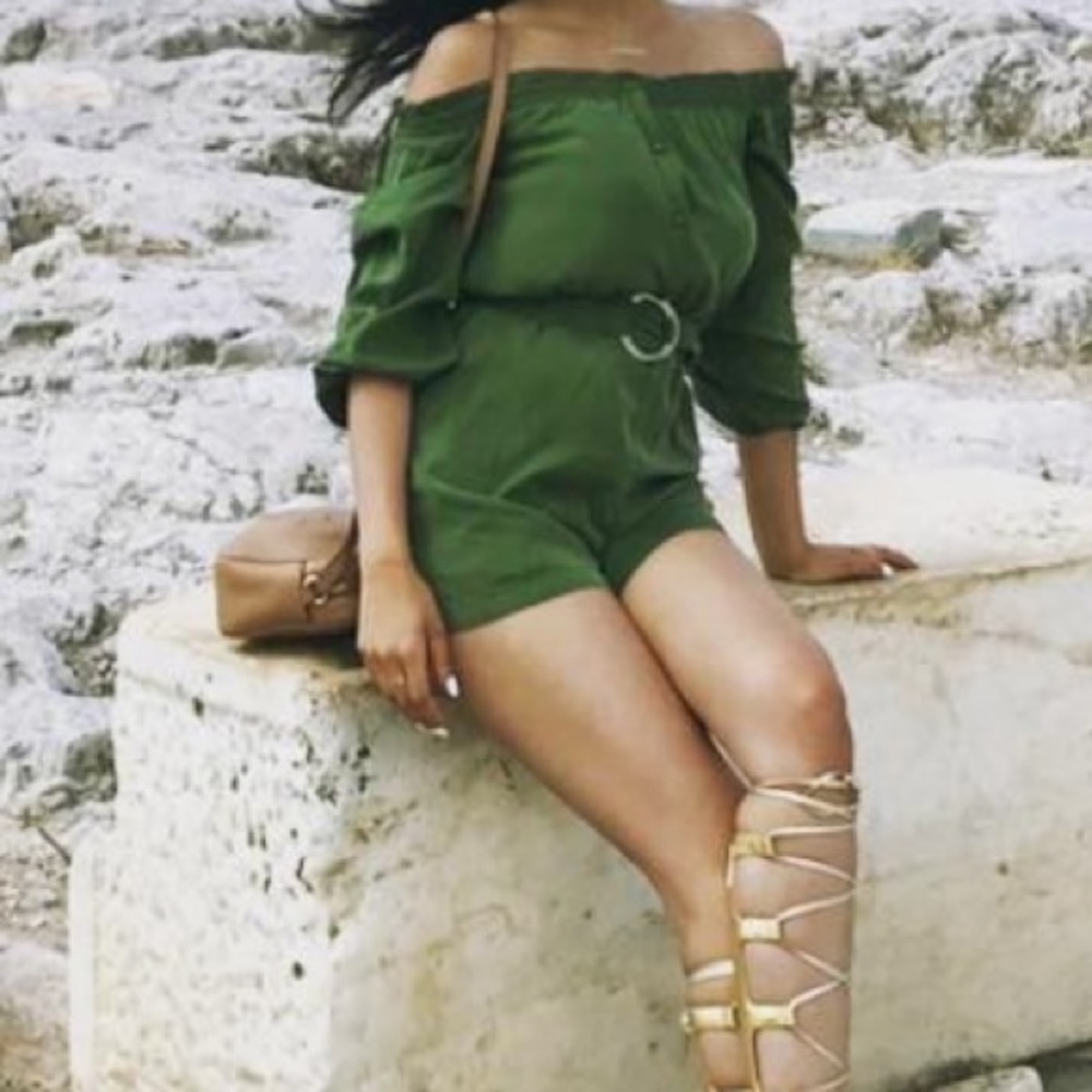 Olive short jumpsuit